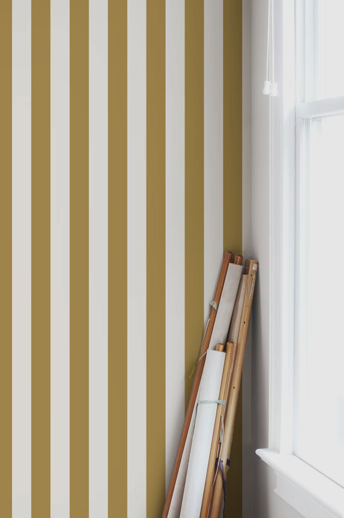 Ventnor Stripes Wallpaper - Gold - Summer Gray - Premier Wallcovering