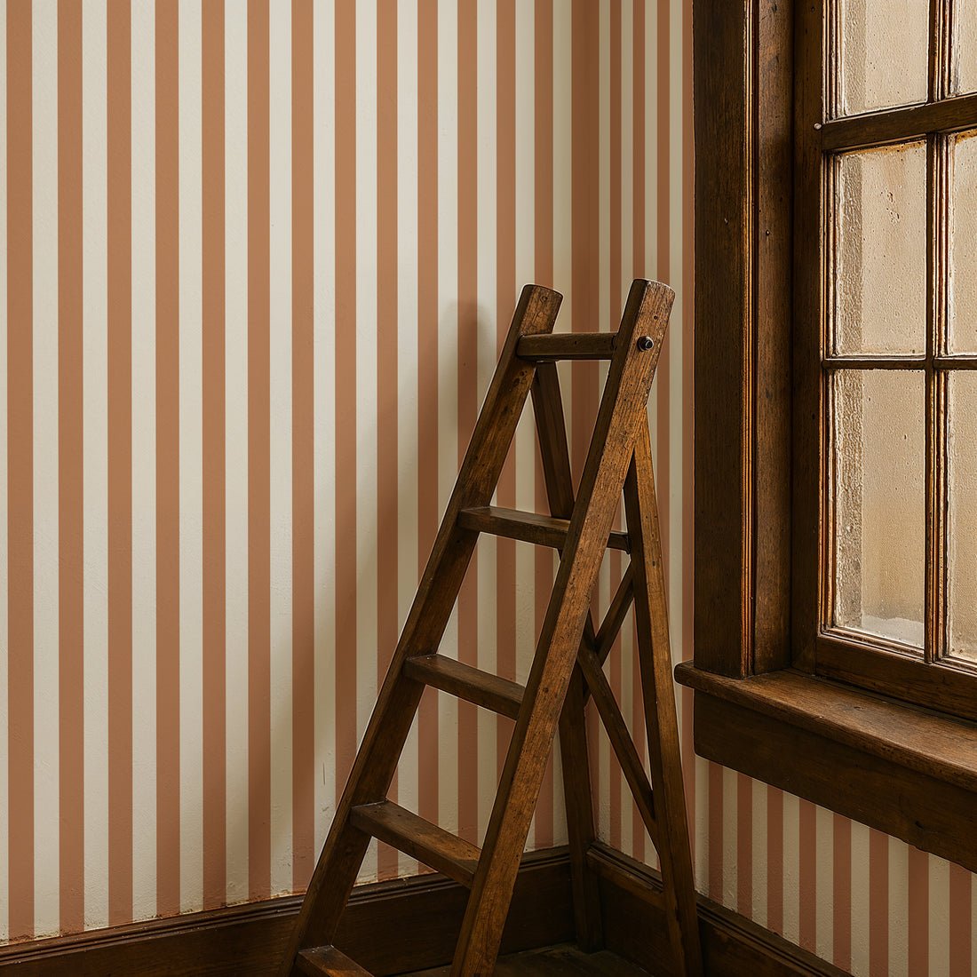 Ventnor Stripes Wallpaper - Camel - Summer Gray - Premier Wallcovering