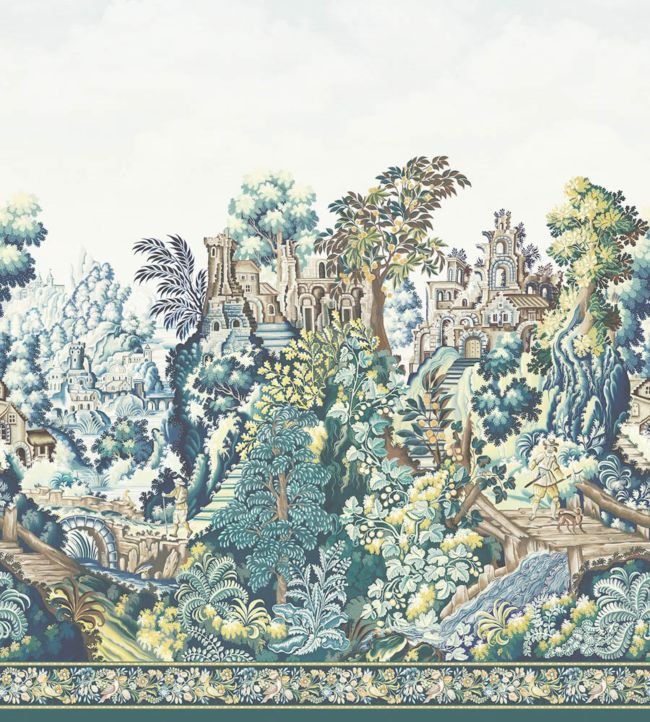 Verdure Tapestry Silk Wallpaper - Viridian, Teal, Ink & Chartreuse - 118/17039 - Cole & Son - Premier Wallcovering