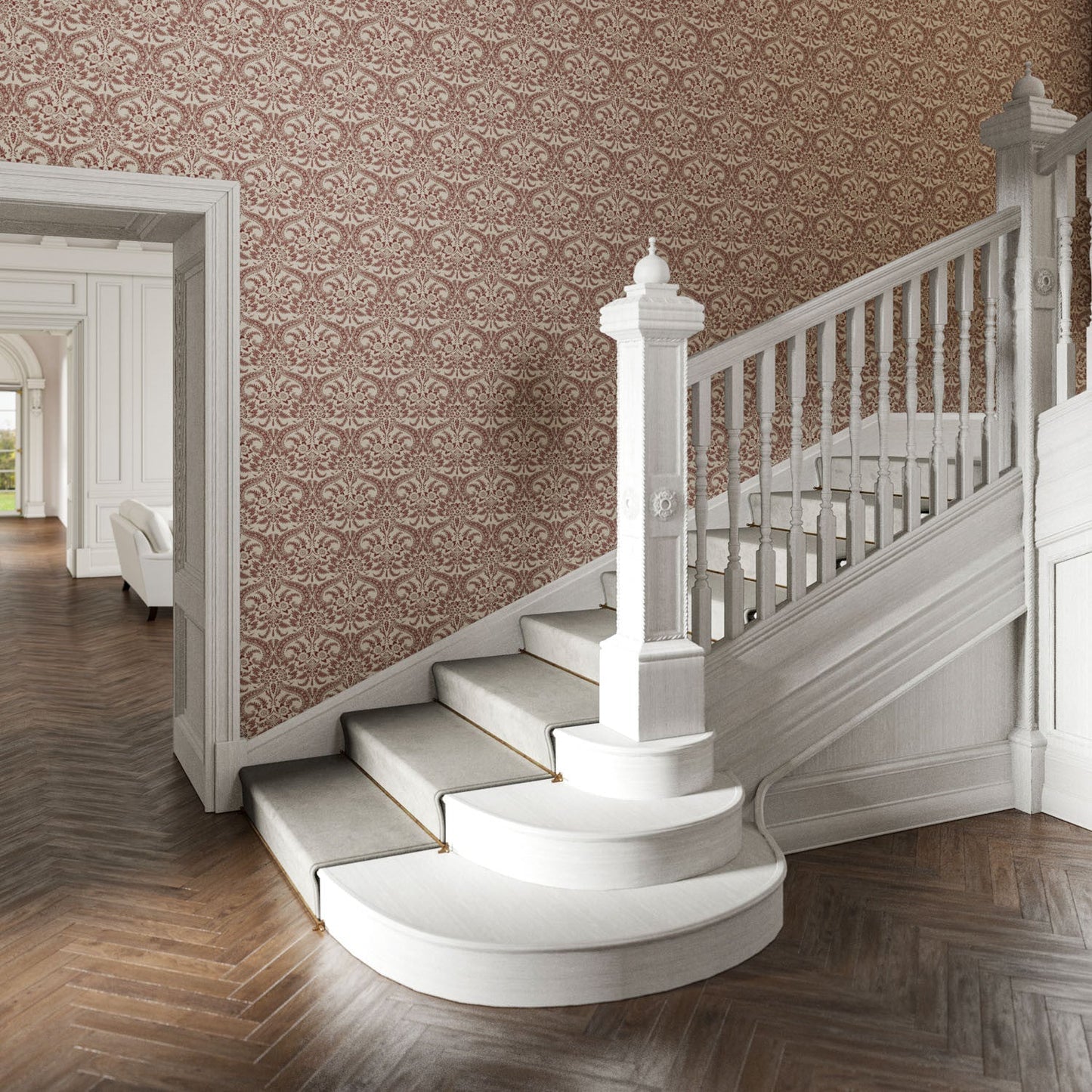 Versailles Wallpaper - Red - Warner House - Premier Wallcovering