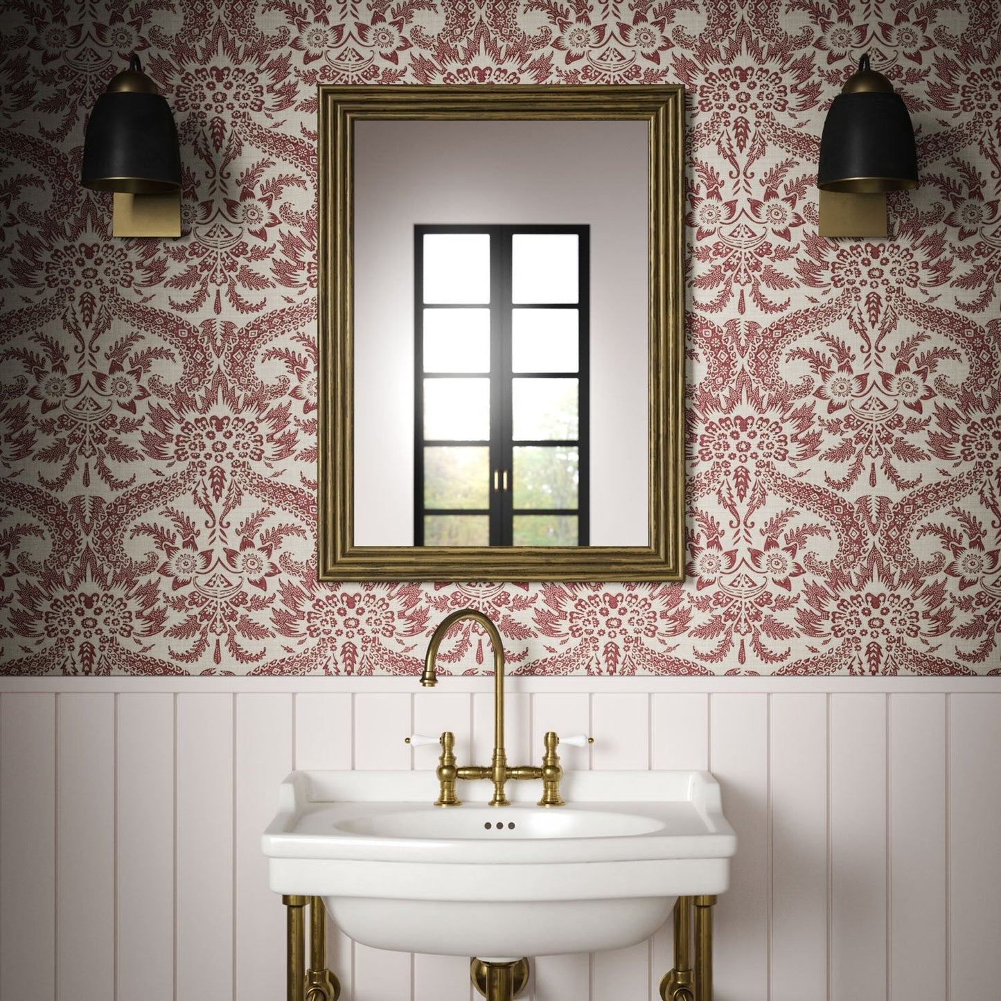 Versailles Wallpaper - Red - Warner House - Premier Wallcovering