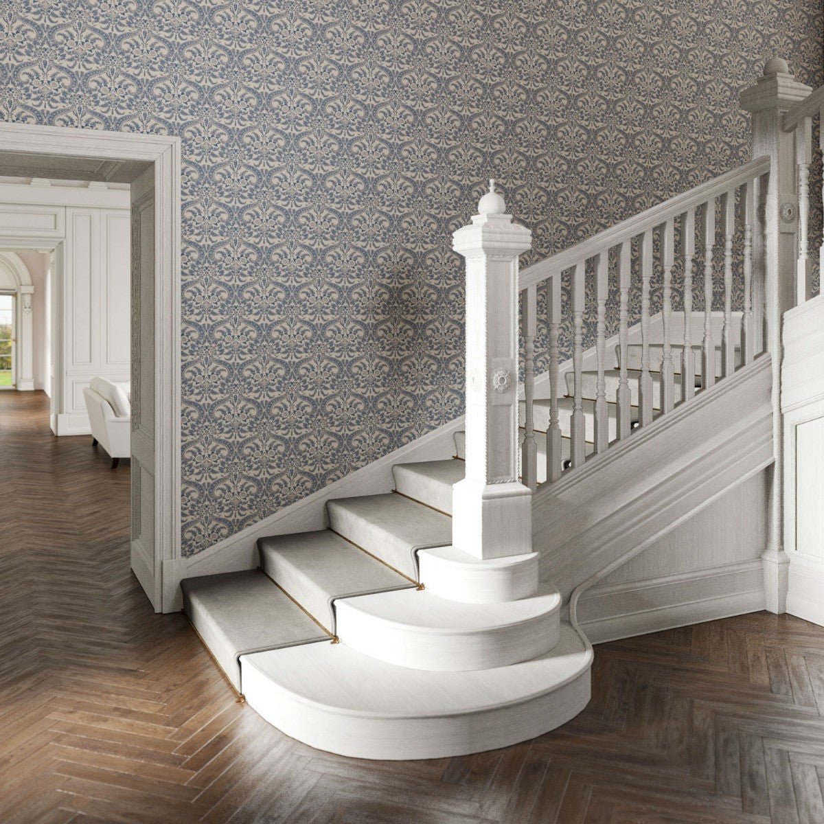 Versailles Wallpaper - Blue - Warner House - Premier Wallcovering