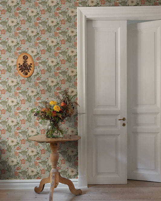 Victor Wallpaper - Light Green/Orange - Midbec - 13110 - Premier Wallcovering