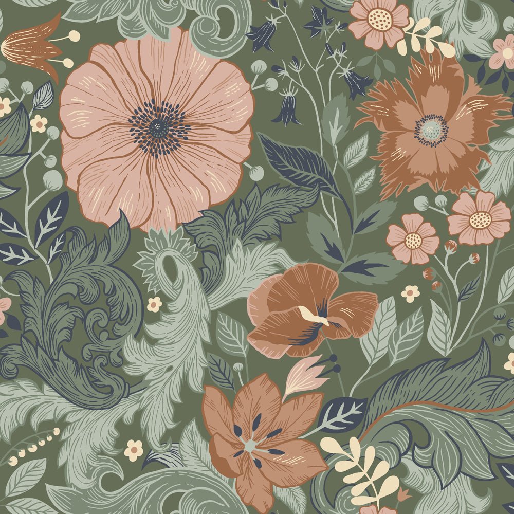 Victoria Wallpaper - Dark Green - Midbec - 13109 - Premier Wallcovering