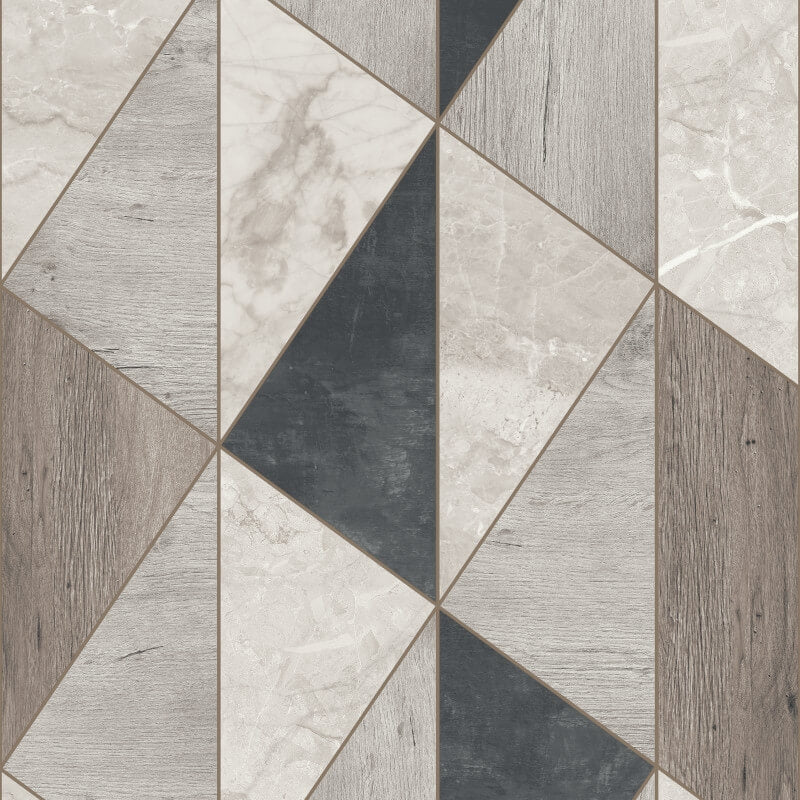 Vigo Geometric Metallic Wallpaper - Grey - Grandeco - A65104 - Premier Wallcovering
