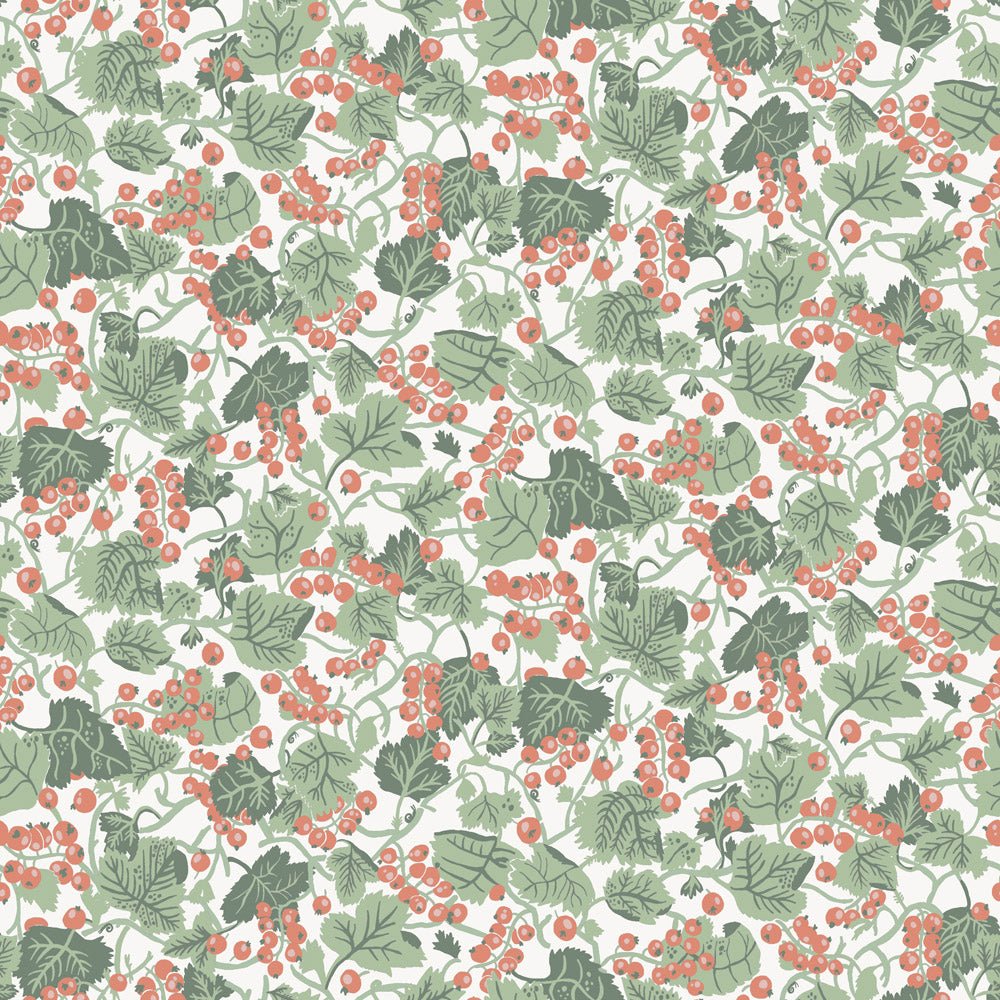 Vinbärsplock Wallpaper - Green & Red - Midbec - 26018 - Premier Wallcovering
