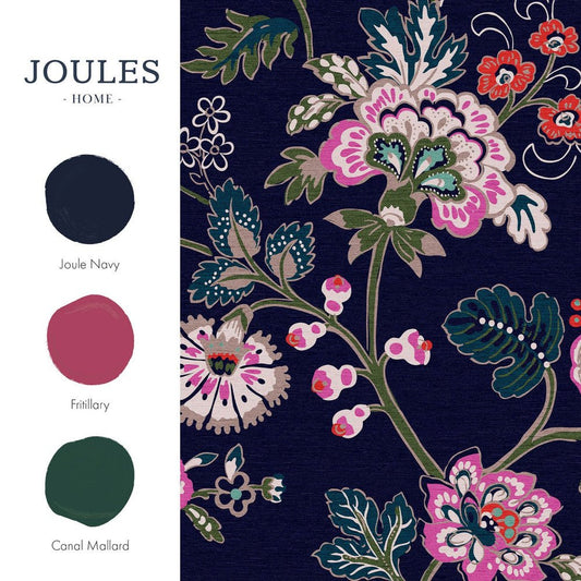 Vine Cottage Floral Royal Wallpaper - Navy - Joules - 118573 - Premier Wallcovering