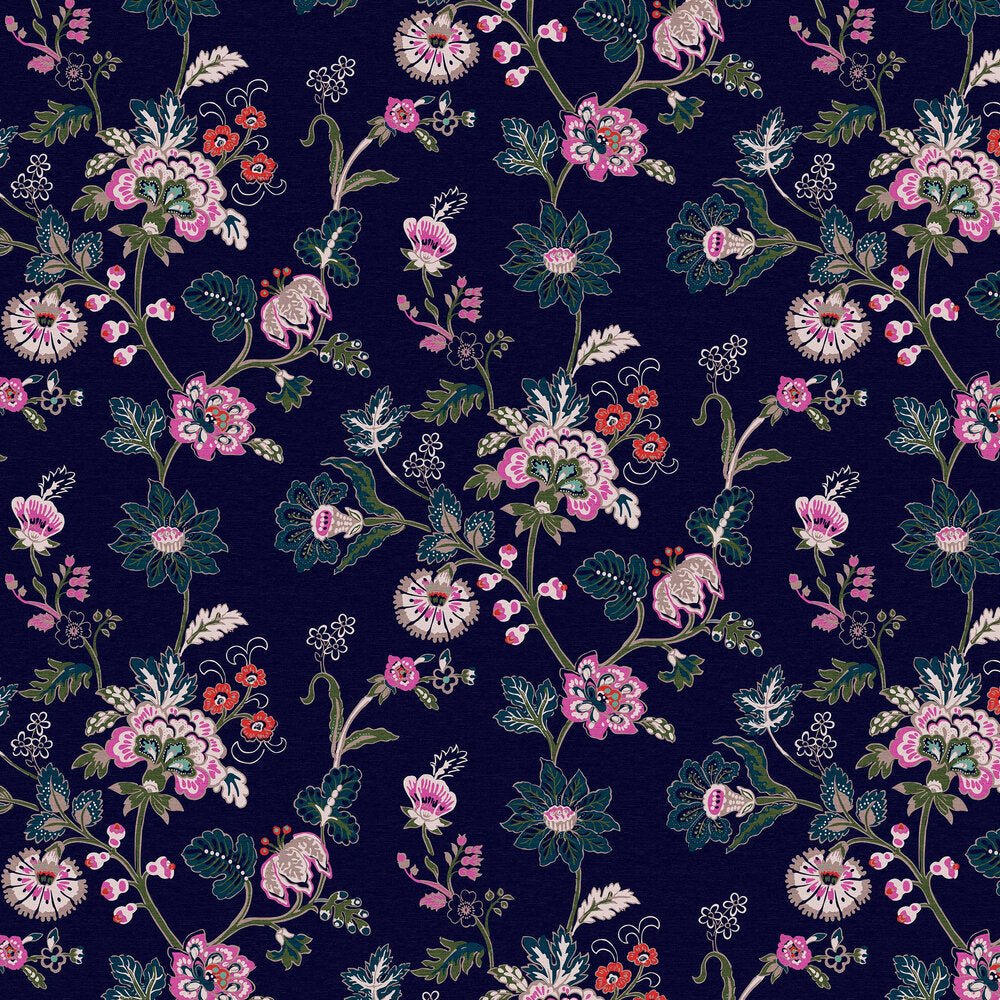 Vine Cottage Floral Royal Wallpaper - Navy - Joules - 118573 - Premier Wallcovering
