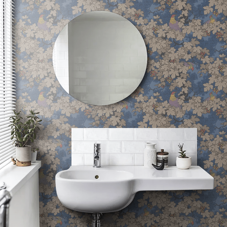 Vine Wallpaper - Blue - Little Greene - 0247VIBLEUZ - Premier Wallcovering