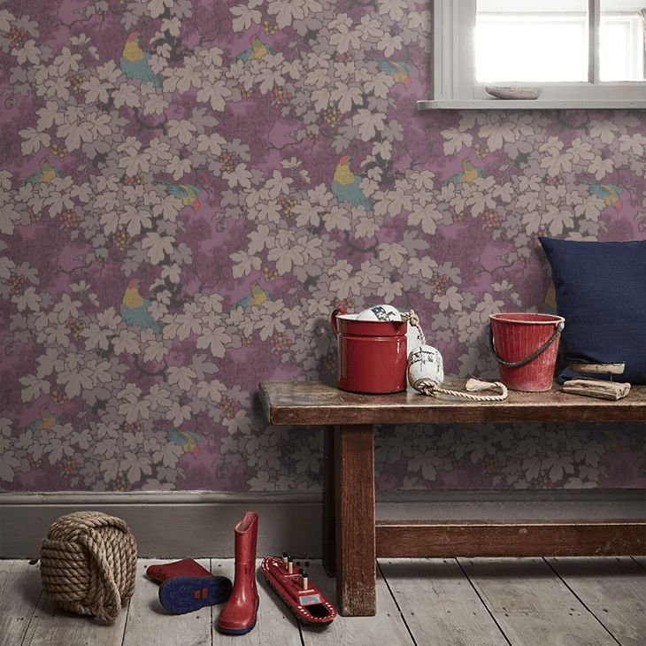 Vine Wallpaper - Mulberry - Little Greene - 0247VIROUGE - Premier Wallcovering