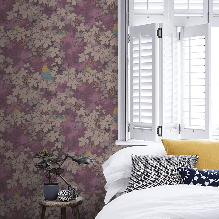Vine Wallpaper - Mulberry - Little Greene - 0247VIROUGE - Premier Wallcovering