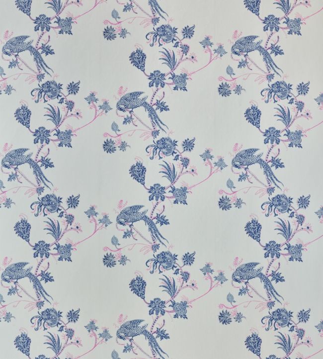 Vintage Bird Trail Wallpaper - Blue / Pink - BG2000101 - Barneby Gates - Premier Wallcovering