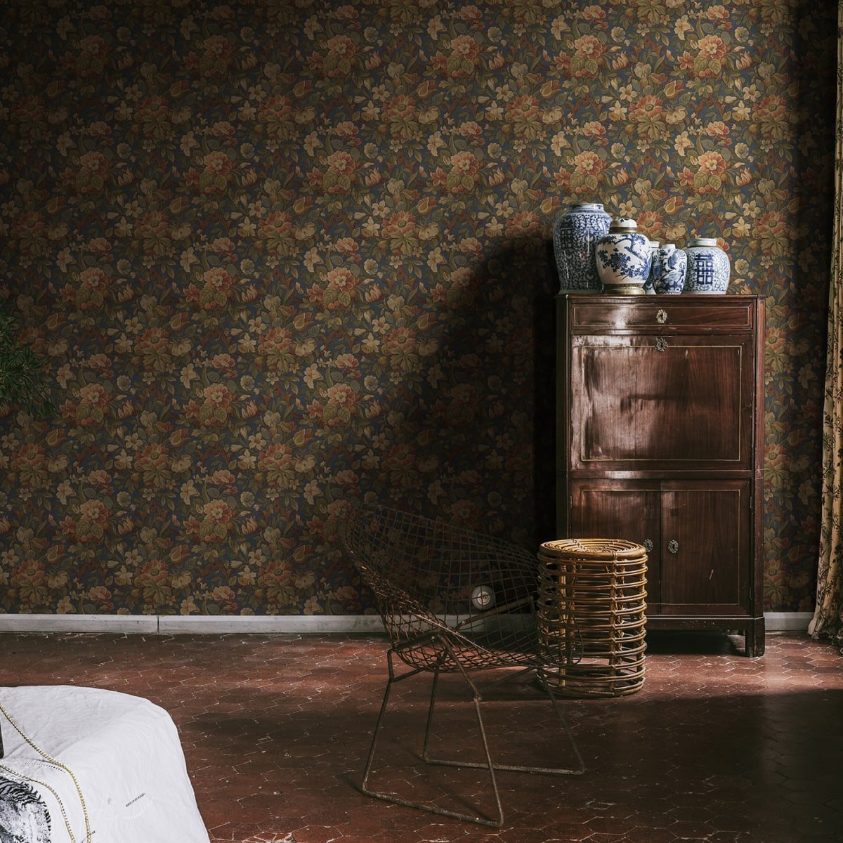 Vintage Garden Wallpaper - Blue - Rebel Walls - R19267 - Premier Wallcovering