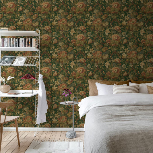 Vintage Garden Wallpaper - Green - Rebel Walls - R19265 - Premier Wallcovering