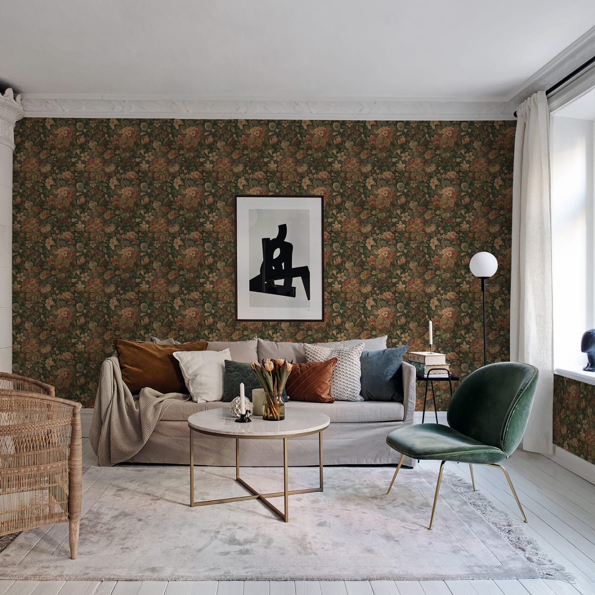 Vintage Garden Wallpaper - Green - Rebel Walls - R19265 - Premier Wallcovering