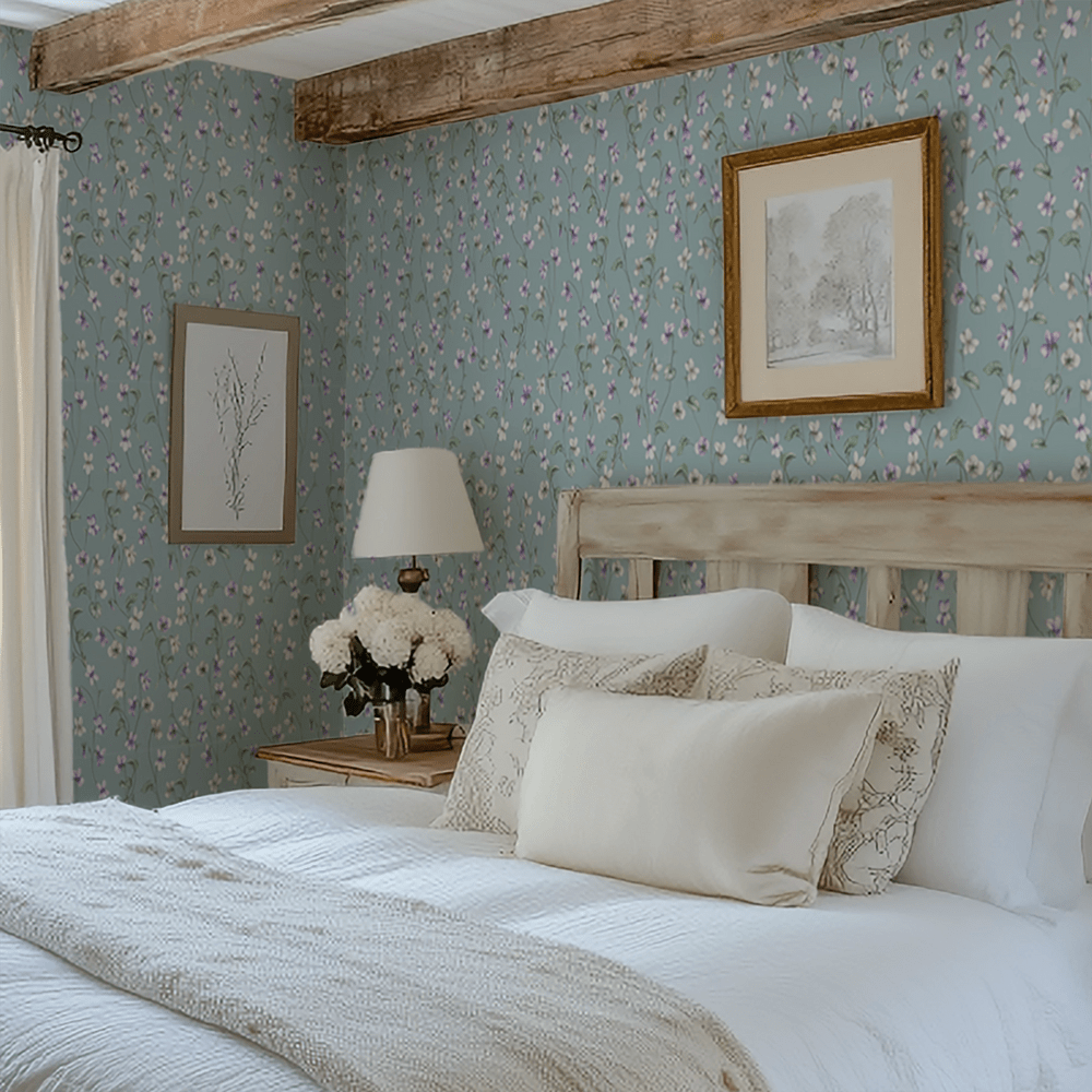Violet Wallpaper - Mineral Mist - LAN100408 - Lucie Annabel - Premier Wallcovering