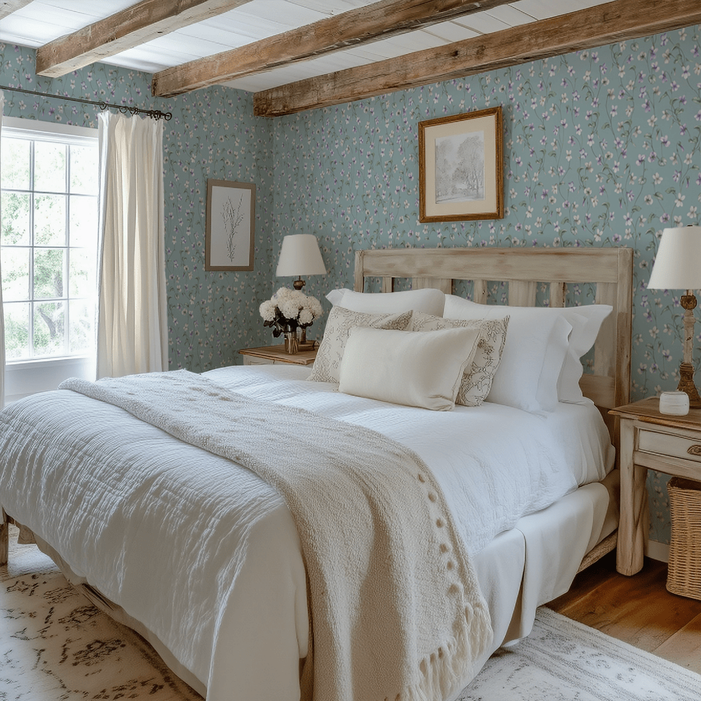 Violet Wallpaper - Mineral Mist - LAN100408 - Lucie Annabel - Premier Wallcovering