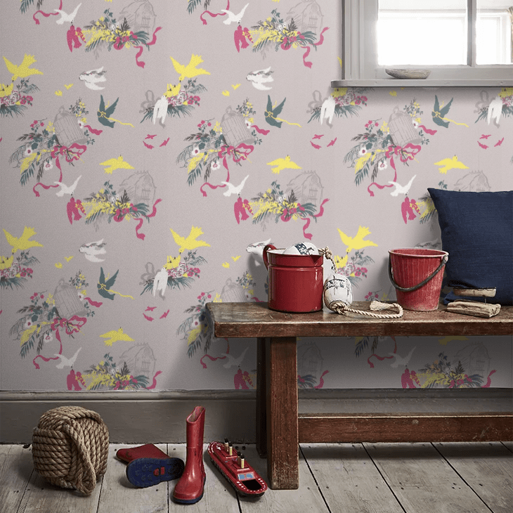 Volieres Wallpaper - French Grey - Little Greene - 0263VOFRENC - Premier Wallcovering