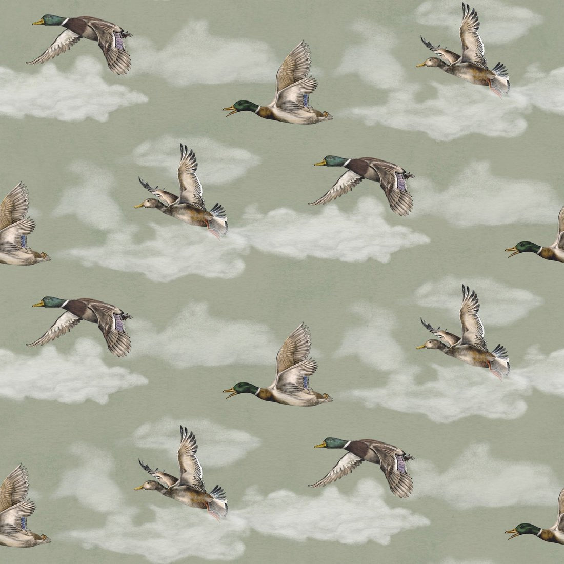 Voyage, Petit Wallpaper - Laurel Green - Summer Gray - Premier Wallcovering