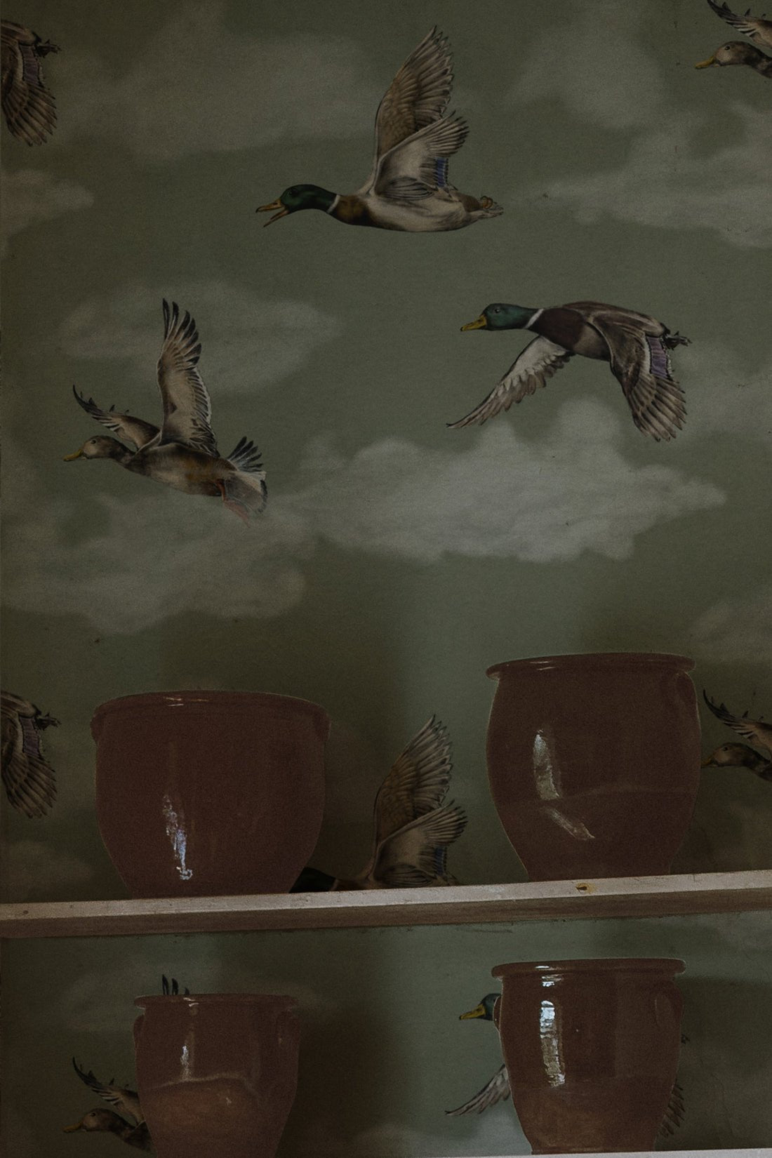 Voyage Wallpaper - Laurel Green - Summer Gray - Premier Wallcovering