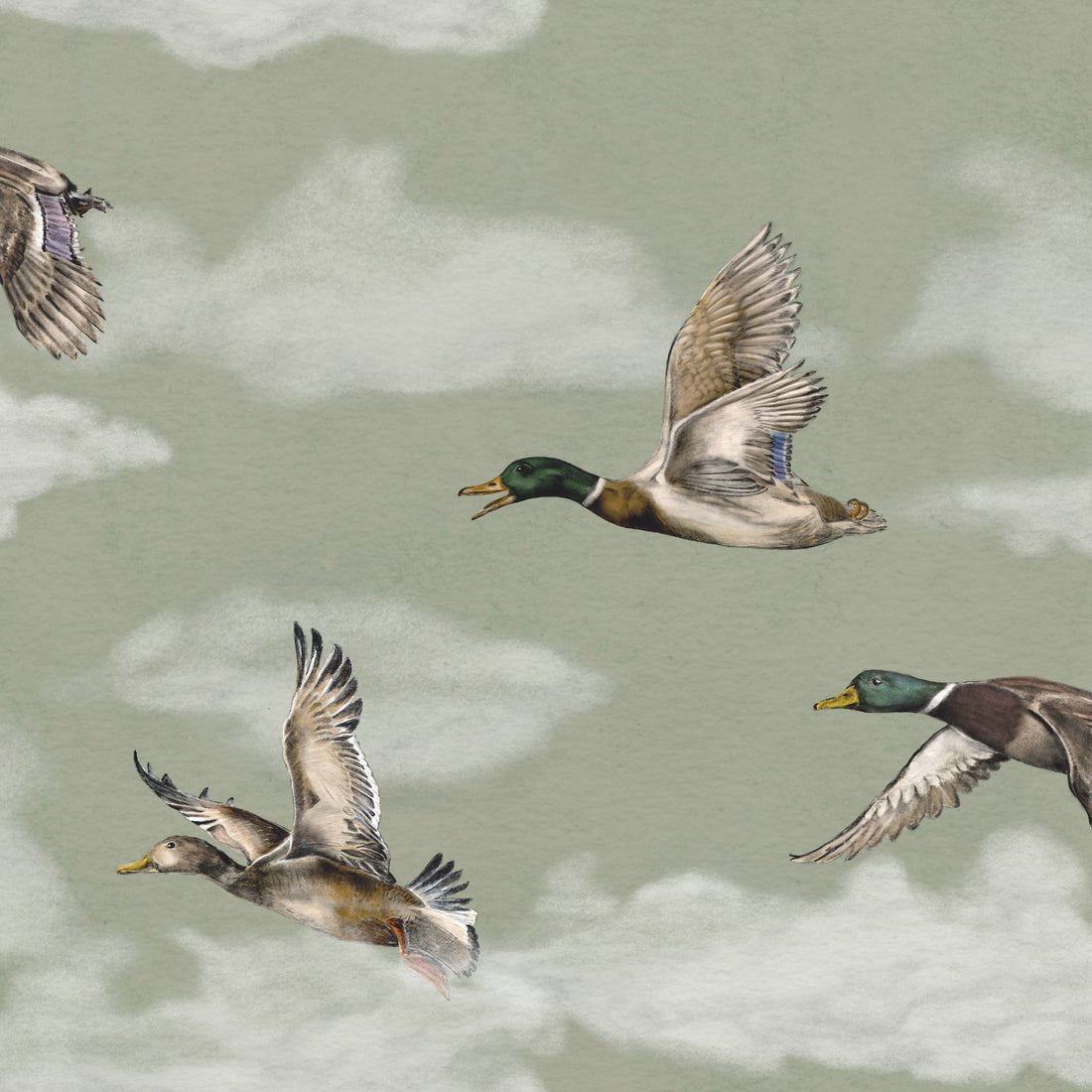Voyage Wallpaper - Laurel Green - Summer Gray - Premier Wallcovering