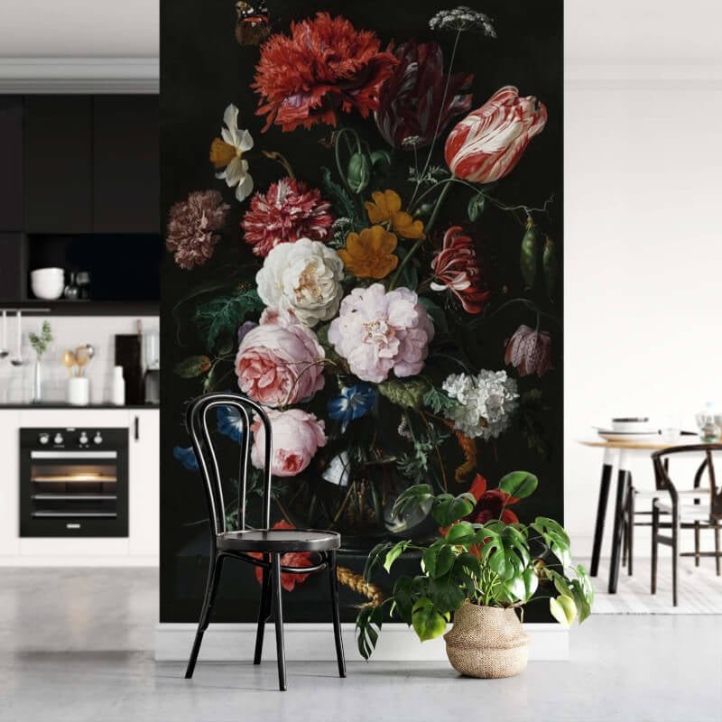 De Heem Vase of Flowers Wall Mural - Multi - Anaglypta - 5466-4 - Premier Wallcovering