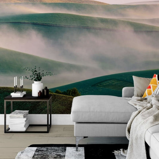 Foggy Hills Wall Mural - Green - Anaglypta - 5069-8 - Premier Wallcovering