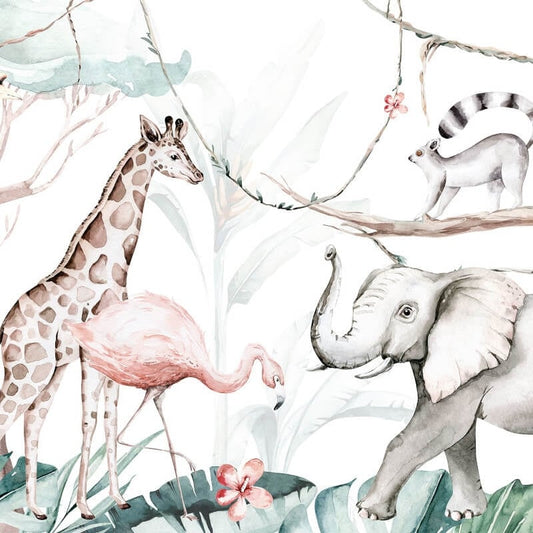 Kvilis Jungle Animal Friends Wall Mural - Multi - Anaglypta - 5523-8 - Premier Wallcovering