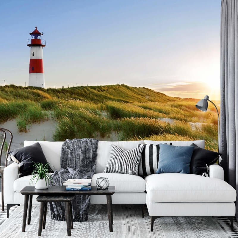 Lighthouse Wall Mural - Blue/Green - Anaglypta - 5417-8 - Premier Wallcovering