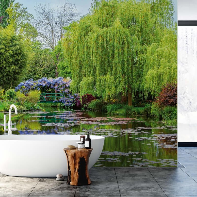 Monet's Garden In France Wall Mural - Green - Anaglypta - 5035-8 - Premier Wallcovering