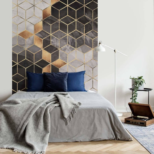 Smoky Cubes Wall Mural - Smoky Black - Anaglypta - 5537-4 - Premier Wallcovering