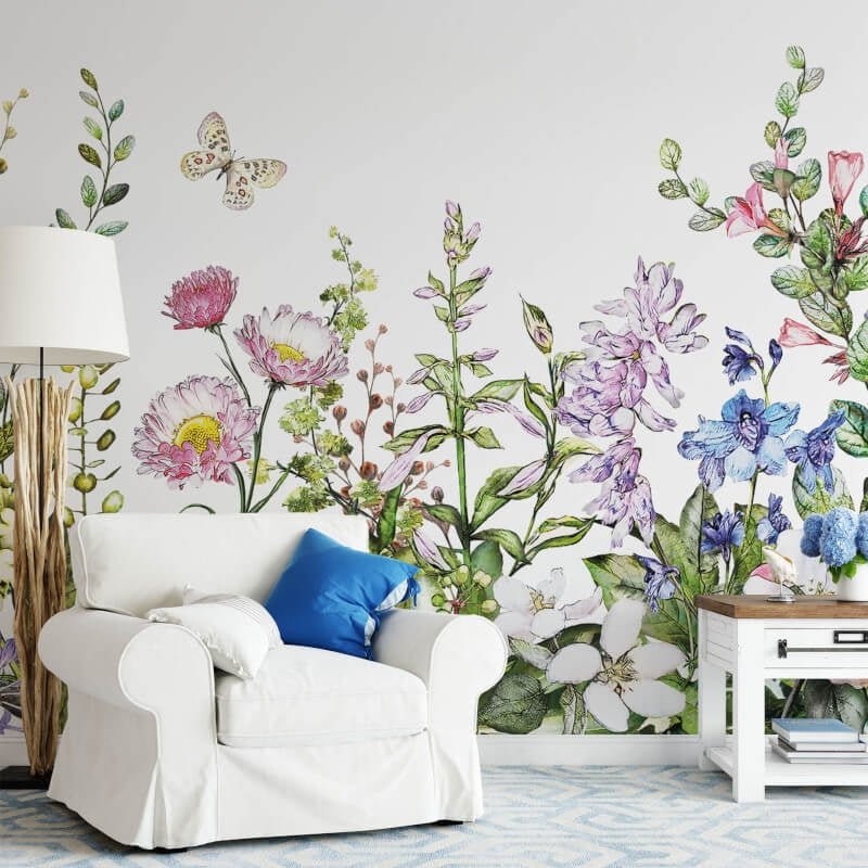 Summer Flowers Wall Mural - Multi - Anaglypta - 5440-8 - Premier Wallcovering