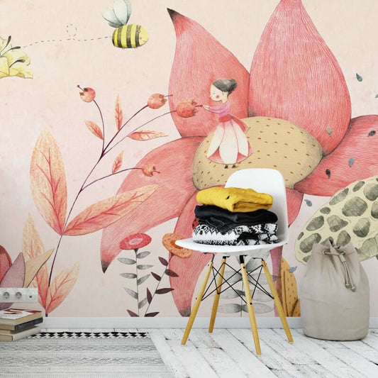 Thumbelina Wall Mural - Pale Peach - Anaglypta - 5427-8 - Premier Wallcovering