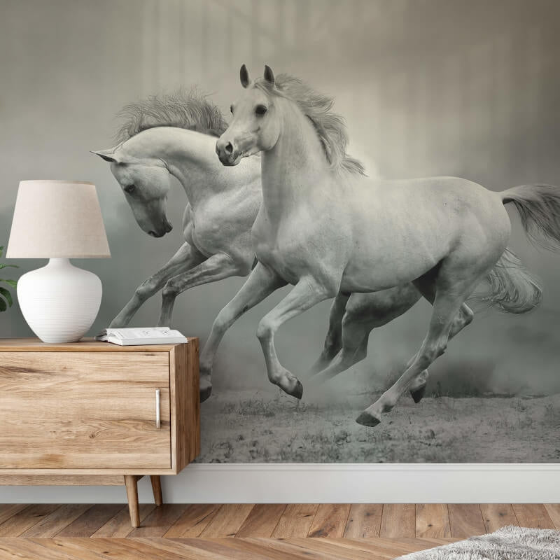 Wild Horses Wall Mural - White - Anaglypta - 5519-8 - Premier Wallcovering