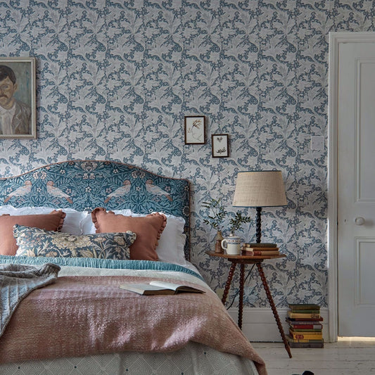 Wallflower Wallpaper - Woad Blue - 217187 - Morris & Co - Premier Wallcovering