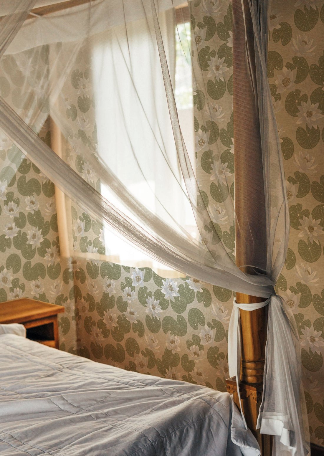 Water Lilies Wallpaper - Green - Summer Gray - Premier Wallcovering