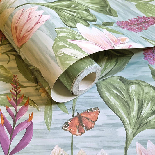 Water Lily Wallpaper - Blue - Holden Décor - 91640 - Premier Wallcovering