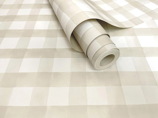 Watercolour Gingham Wallpaper - Beige - Holden Décor - 13290 - Premier Wallcovering
