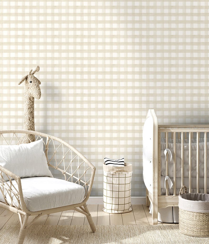 Watercolour Gingham Wallpaper - Beige - Holden Décor - 13290 - Premier Wallcovering