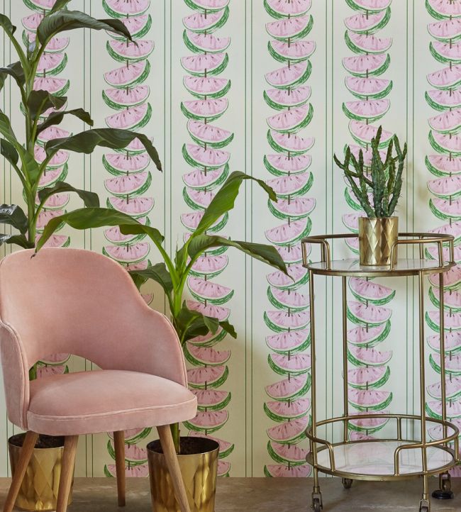 Watermelon Wallpaper - Pink / Green - BG1800102 - Barneby Gates - Premier Wallcovering