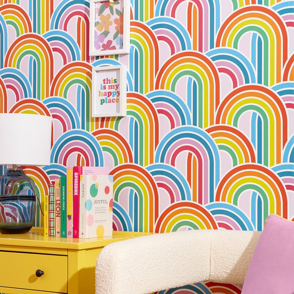 Wave After Wave Wallpaper - Rainbow Brights on Lavender - Lust Home - LH900425 - Premier Wallcovering