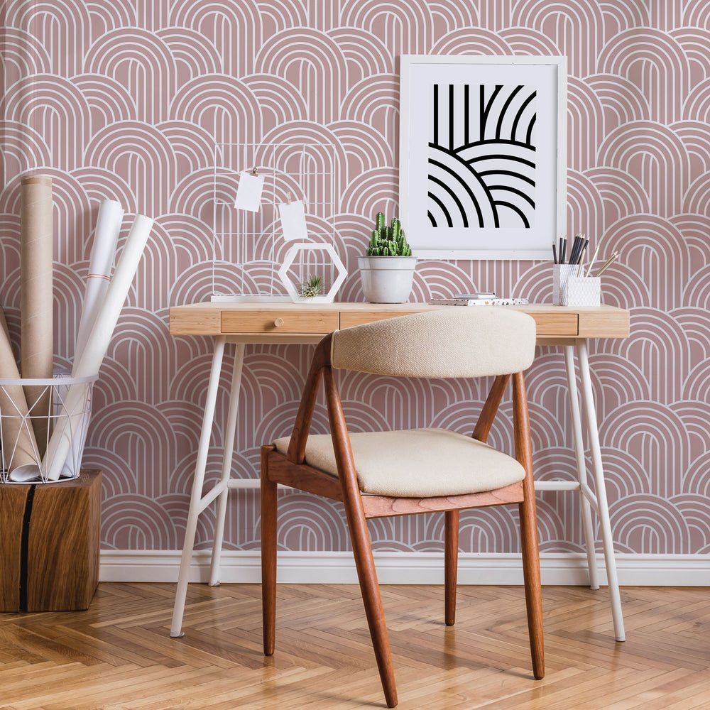 Wave After Wave Wallpaper - Dusky Pink - Lust Home - LH900336 - Premier Wallcovering