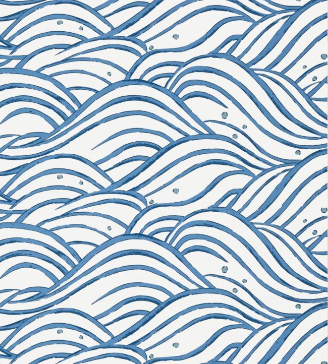 Waves Wallpaper - Blue - AT9873 - Anna French - Premier Wallcovering