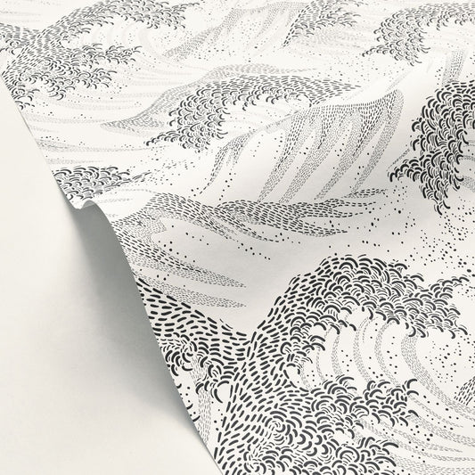 Waves Wallpaper - Blanc Noir - Caselio - 104360945 - Premier Wallcovering