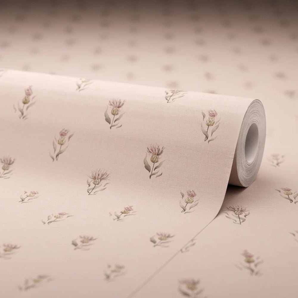Wee Thistle Wallpaper - Vintage Rose - LAN100356 - Lucie Annabel - Premier Wallcovering