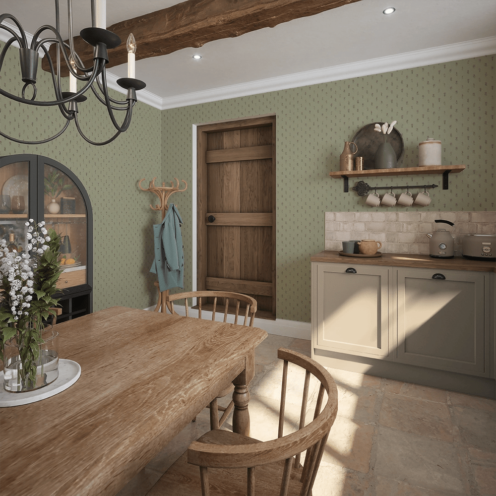 Wee Thistle Wallpaper - Slow Cooked Sage - LAN100357 - Lucie Annabel - Premier Wallcovering