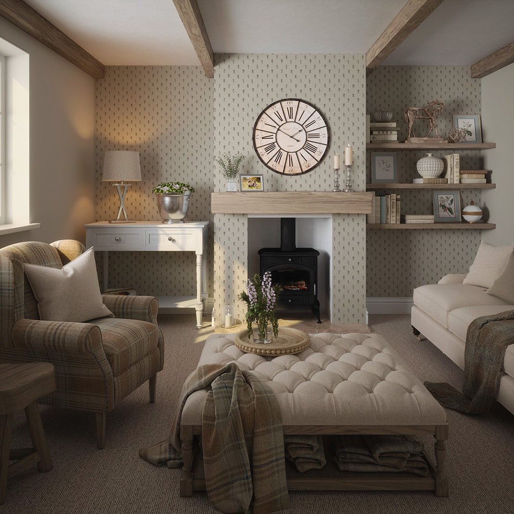 Wee Thistle Wallpaper - Vintage Cream - LAN100355 - Lucie Annabel - Premier Wallcovering