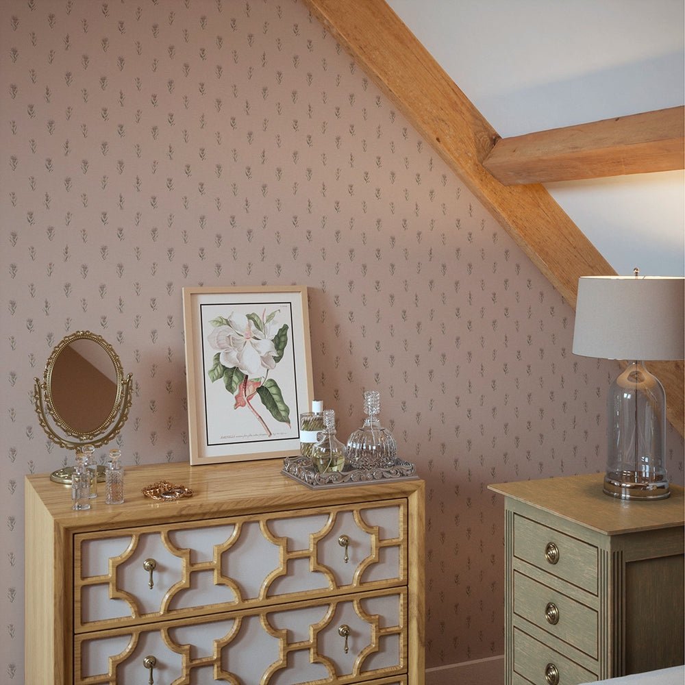 Wee Thistle Wallpaper - Vintage Rose - LAN100356 - Lucie Annabel - Premier Wallcovering