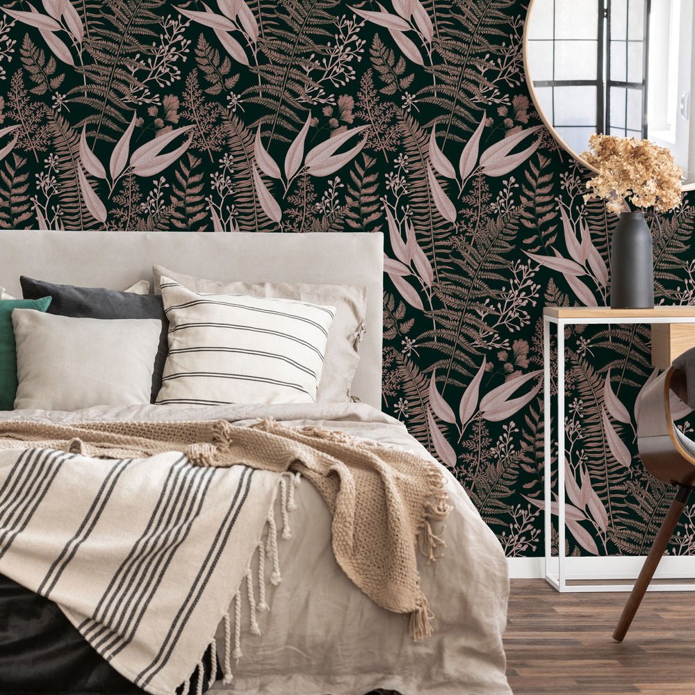 Welcome To The Jungle Wallpaper - Blush & Forest Green - Lust Home - LH900145 - Premier Wallcovering
