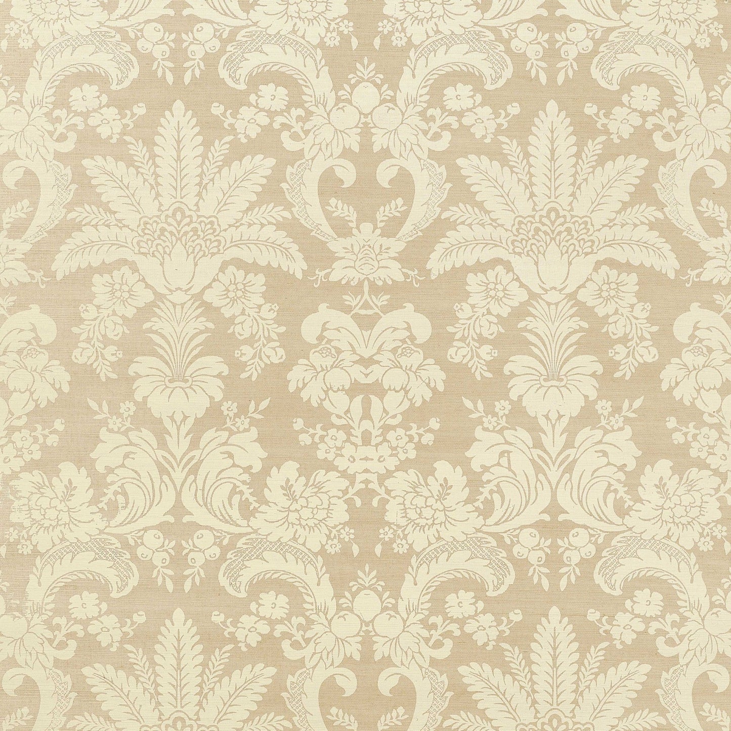 West Indies Damask Wallpaper - Cream on Beige - Thibaut - T3632 - Premier Wallcovering
